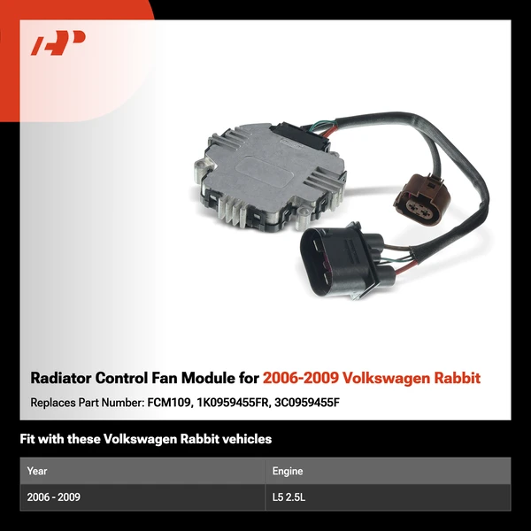 Radiator Control Fan Module for 2006-2009 Volkswagen Rabbit