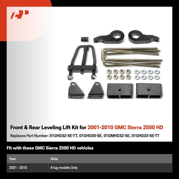 Front & Rear Leveling Lift Kit for 2001-2010 GMC Sierra 2500 HD