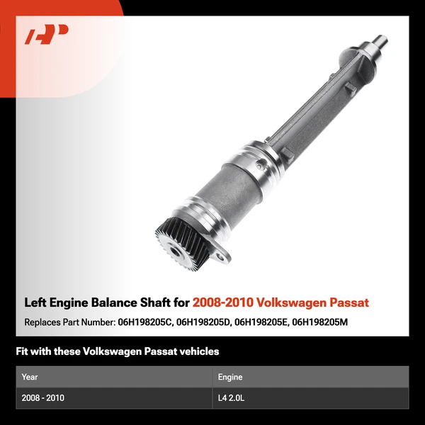Left Engine Balance Shaft for 2008-2010 Volkswagen Passat