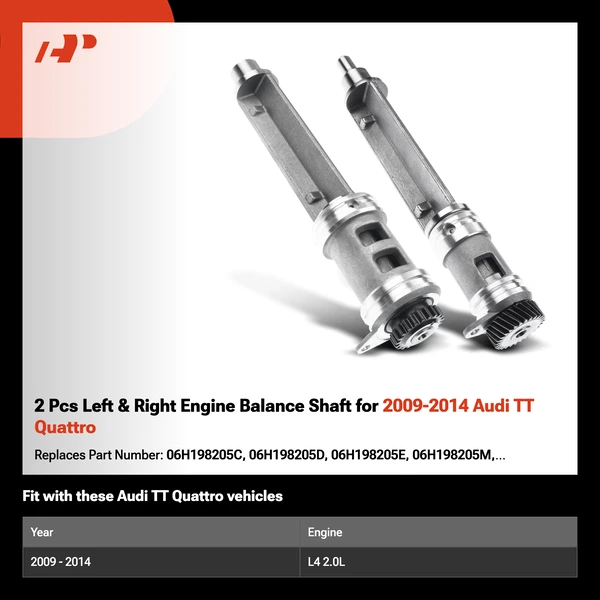 2 Pcs Left & Right Engine Balance Shaft for 2009-2014 Audi TT Quattro