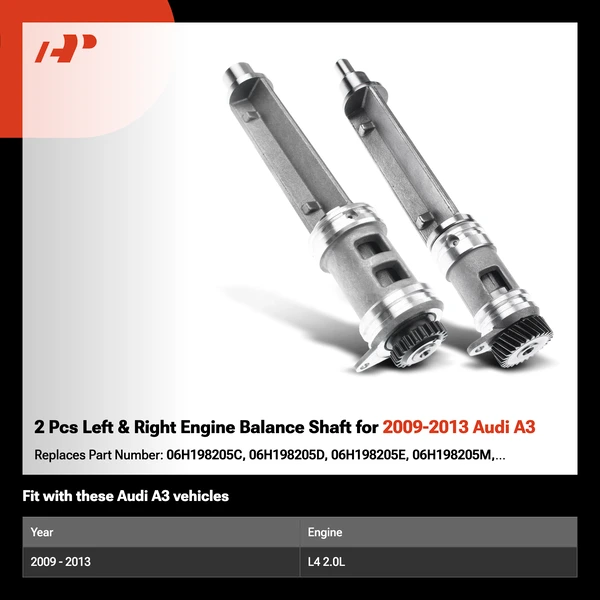 2 Pcs Left & Right Engine Balance Shaft for 2009-2013 Audi A3