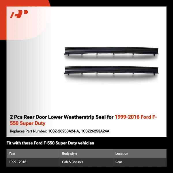 2 Pcs Rear Door Lower Weatherstrip Seal for 1999-2016 Ford F-550 Super Duty