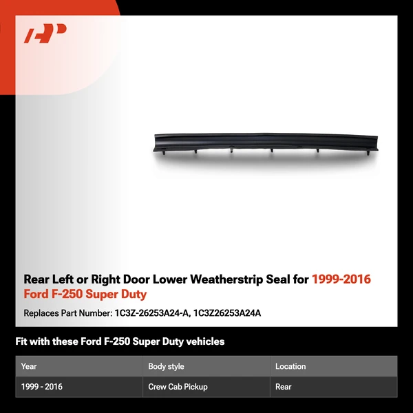 Rear Left or Right Door Lower Weatherstrip Seal for 1999-2016 Ford F-250 Super Duty