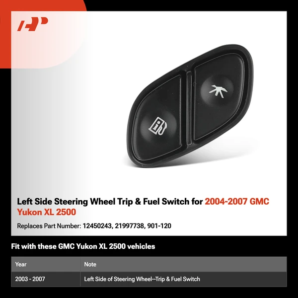 Left Side Steering Wheel Trip & Fuel Switch for 2004-2007 GMC Yukon XL 2500
