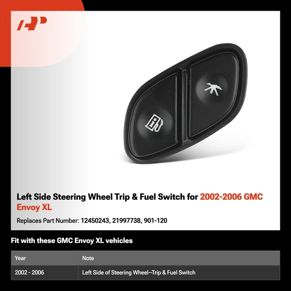 Left Side Steering Wheel Trip & Fuel Switch for 2002-2006 GMC Envoy XL