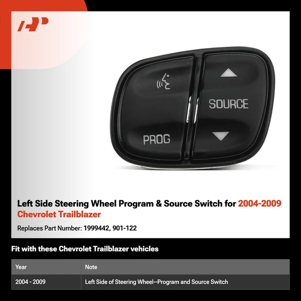 Left Side Steering Wheel Program & Source Switch for 2004-2009 Chevrolet Trailblazer