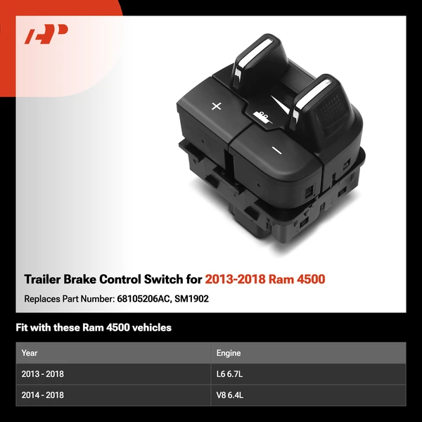 Trailer Brake Control Switch for 2013-2018 Ram 4500
