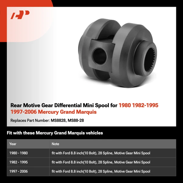 Rear Motive Gear Differential Mini Spool for 1980 1982-1995 1997-2006 Mercury Grand Marquis