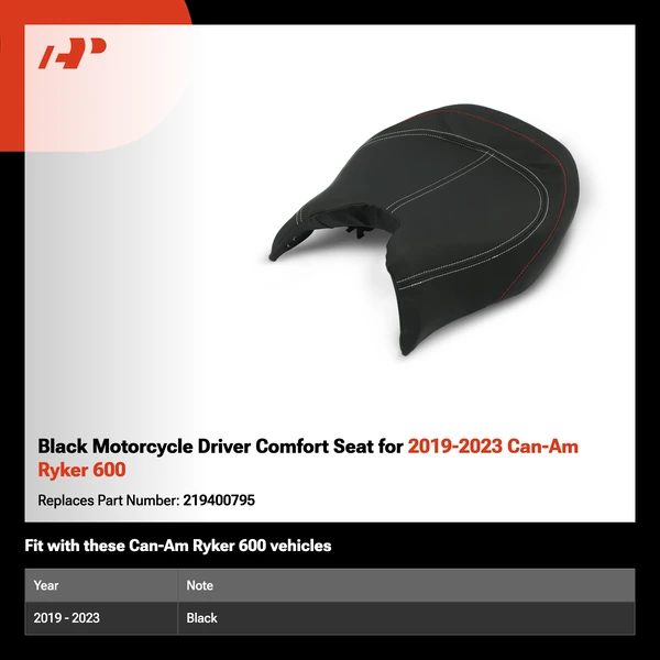 Black Motorcycle Driver Comfort Seat for 2019-2023 Can-Am Ryker 600