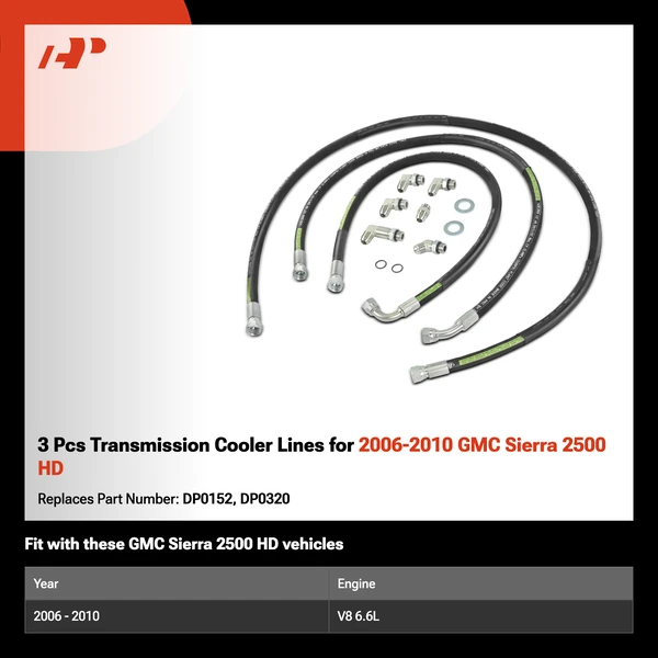 3 Pcs Transmission Cooler Lines for 2006-2010 GMC Sierra 2500 HD