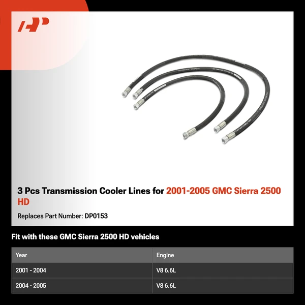 3 Pcs Transmission Cooler Lines for 2001-2005 GMC Sierra 2500 HD