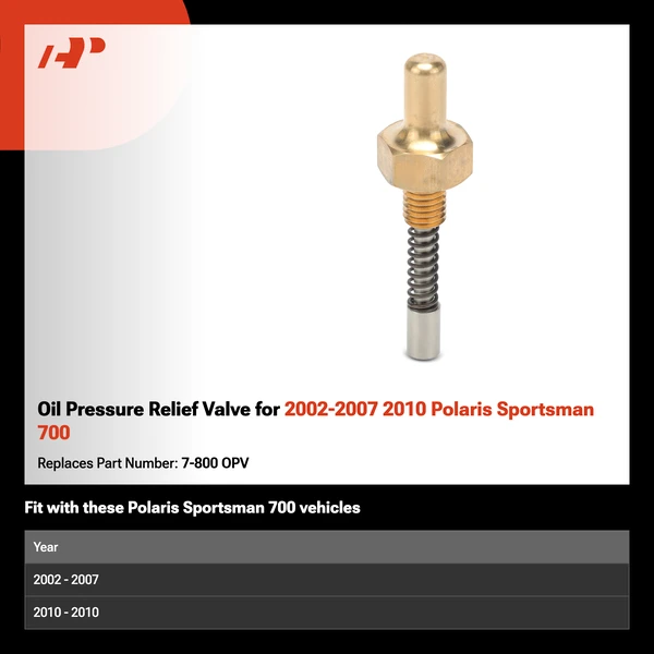 Oil Pressure Relief Valve for 2002-2007 2010 Polaris Sportsman 700