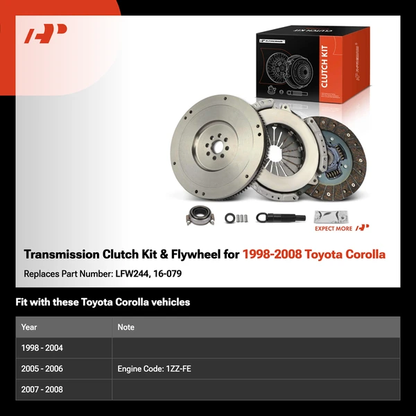 Transmission Clutch Kit & Flywheel for 1998-2008 Toyota Corolla
