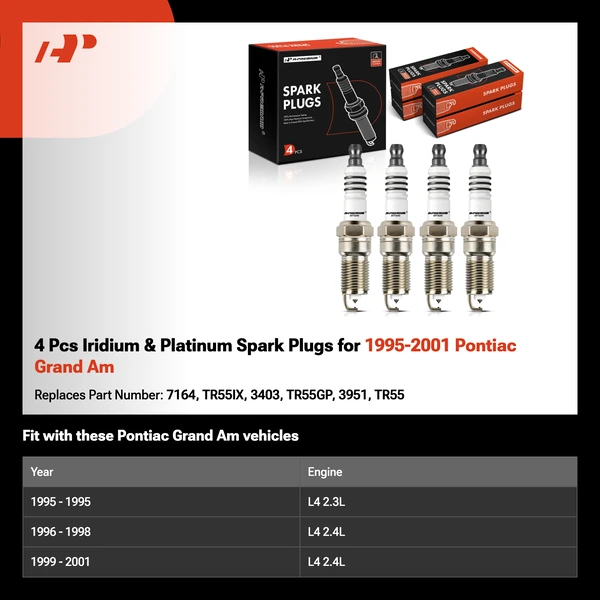 4 Pcs Iridium & Platinum Spark Plugs for 1995-2001 Pontiac Grand Am