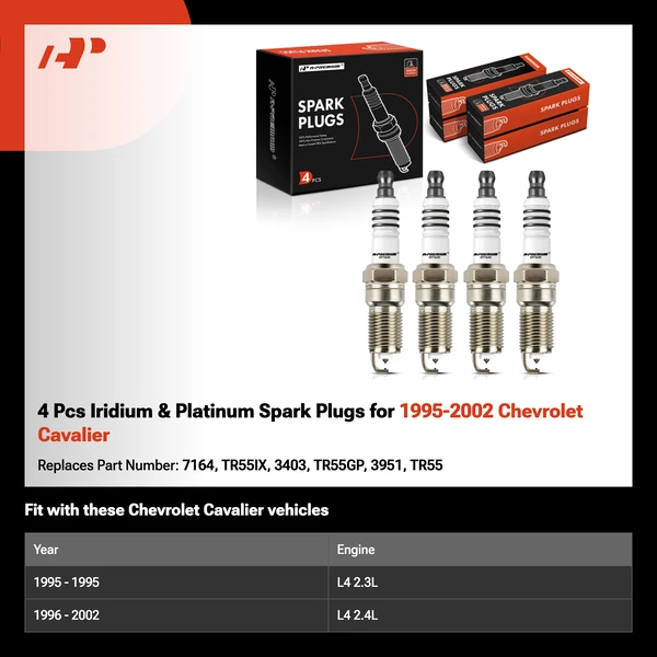 4 Pcs Iridium & Platinum Spark Plugs for 1995-2002 Chevrolet Cavalier