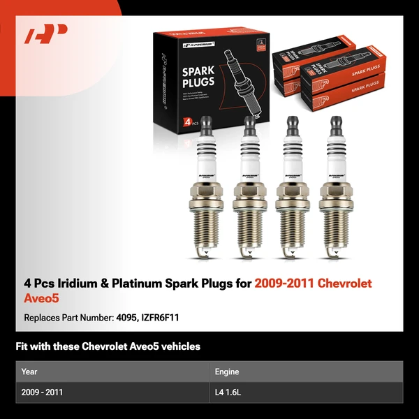 4 Pcs Iridium & Platinum Spark Plugs for 2009-2011 Chevrolet Aveo5