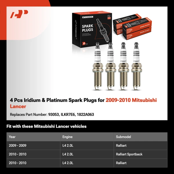 4 Pcs Iridium & Platinum Spark Plugs for 2009-2010 Mitsubishi Lancer