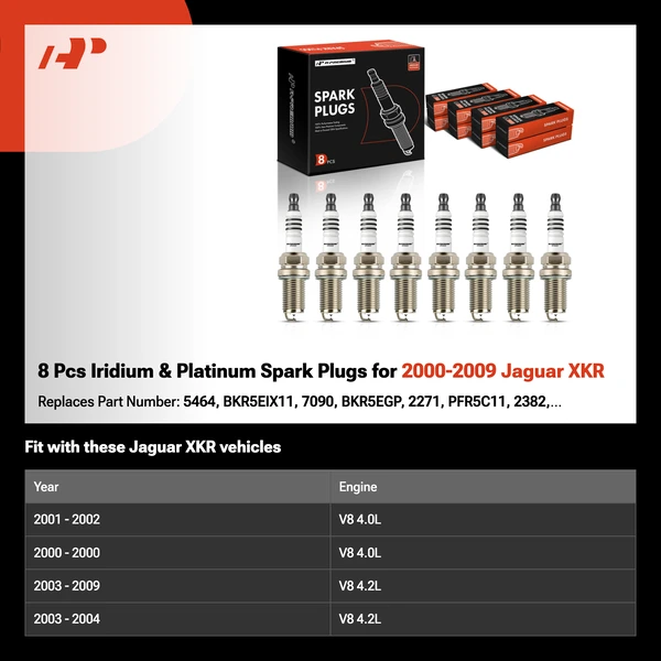 8 Pcs Iridium & Platinum Spark Plugs for 2000-2009 Jaguar XKR