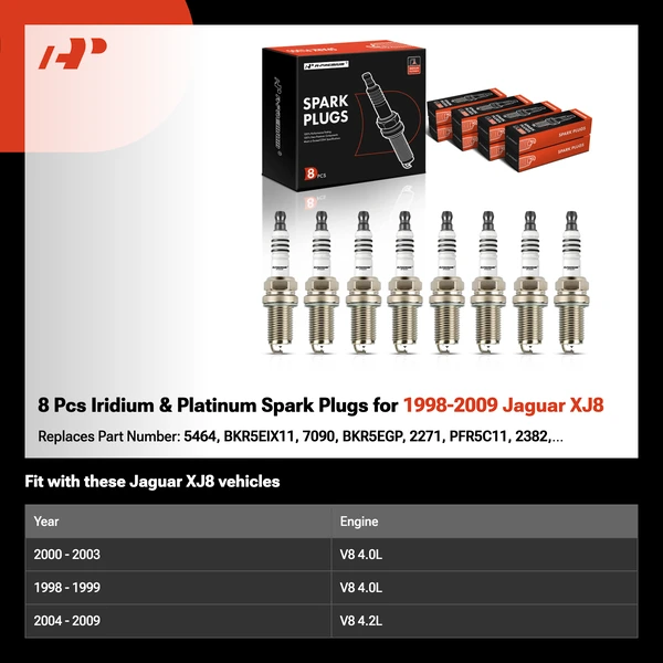 8 Pcs Iridium & Platinum Spark Plugs for 1998-2009 Jaguar XJ8