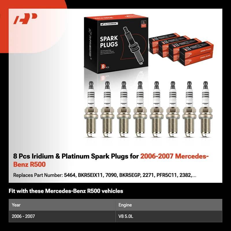 8 Pcs Iridium & Platinum Spark Plugs for 2006-2007 Mercedes-Benz R500
