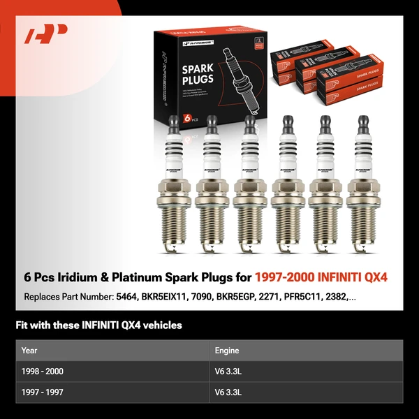 6 Pcs Iridium & Platinum Spark Plugs for 1997-2000 INFINITI QX4