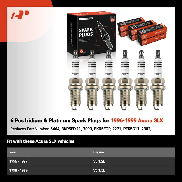 6 Pcs Iridium & Platinum Spark Plugs for 1996-1999 Acura SLX