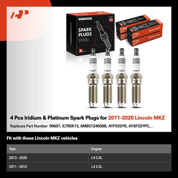 4 Pcs Iridium & Platinum Spark Plugs for 2011-2020 Lincoln MKZ