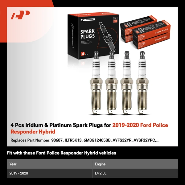 4 Pcs Iridium & Platinum Spark Plugs for 2019-2020 Ford Police Responder Hybrid