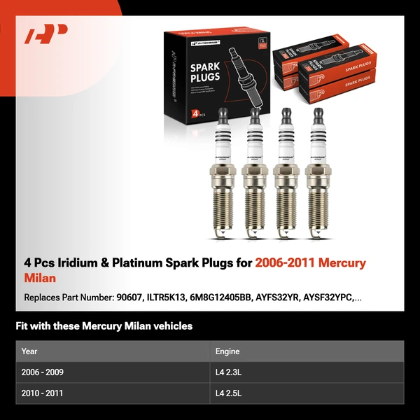 4 Pcs Iridium & Platinum Spark Plugs for 2006-2011 Mercury Milan
