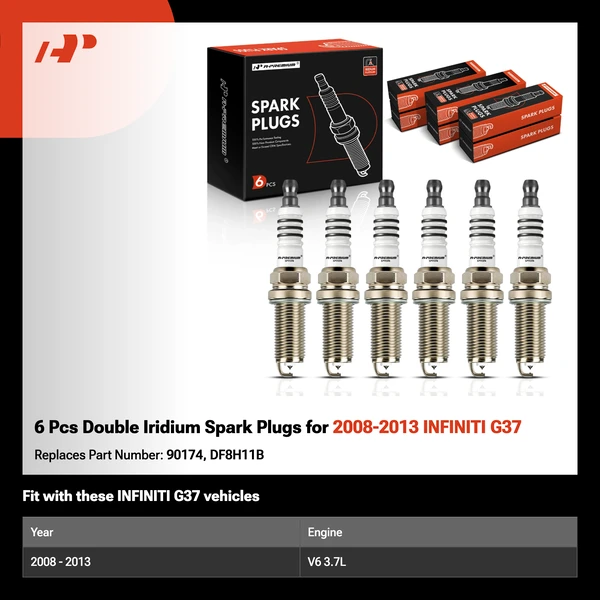 6 Pcs Double Iridium Spark Plugs for 2008-2013 INFINITI G37
