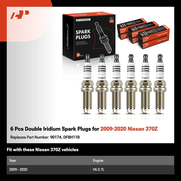 6 Pcs Double Iridium Spark Plugs for 2009-2020 Nissan 370Z