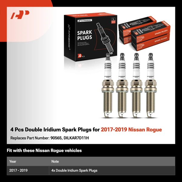 4 Pcs Double Iridium Spark Plugs for 2017-2019 Nissan Rogue