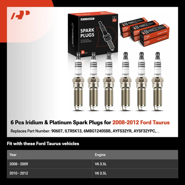 6 Pcs Iridium & Platinum Spark Plugs for 2008-2012 Ford Taurus