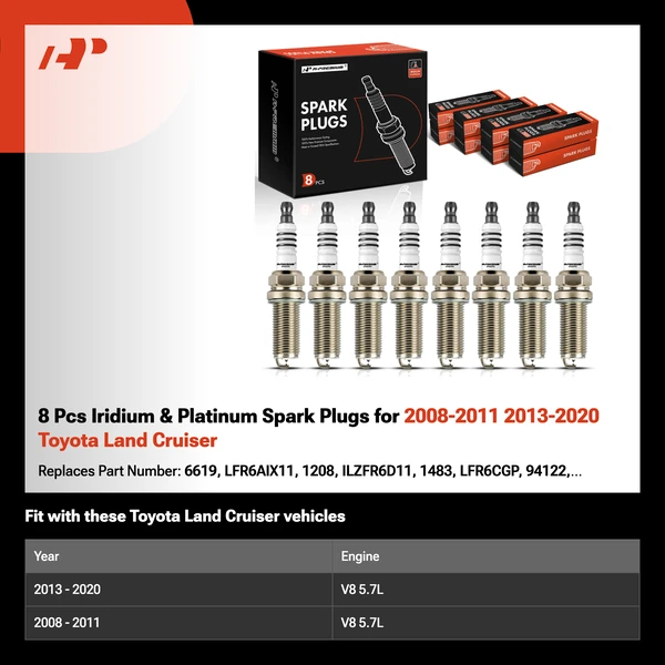 8 Pcs Iridium & Platinum Spark Plugs for 2008-2011 2013-2020 Toyota Land Cruiser