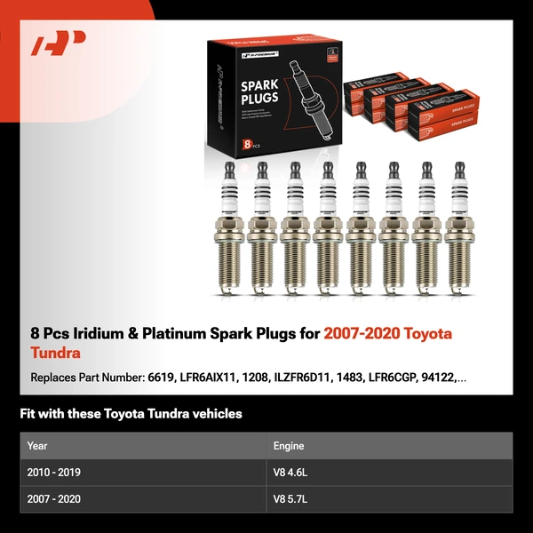8 Pcs Iridium & Platinum Spark Plugs for 2007-2020 Toyota Tundra