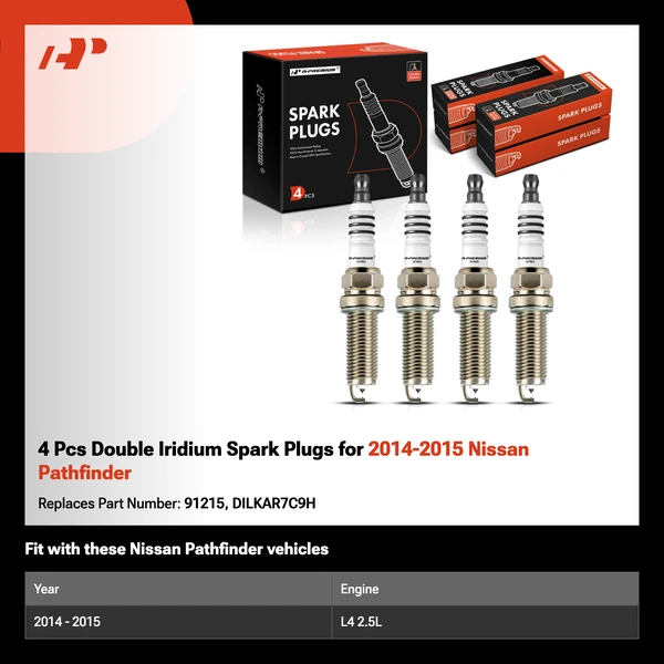 4 Pcs Double Iridium Spark Plugs for 2014-2015 Nissan Pathfinder