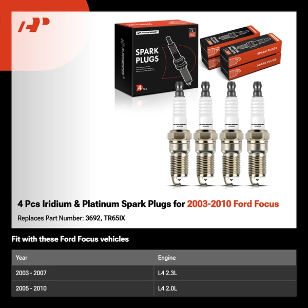 4 Pcs Iridium & Platinum Spark Plugs for 2003-2010 Ford Focus