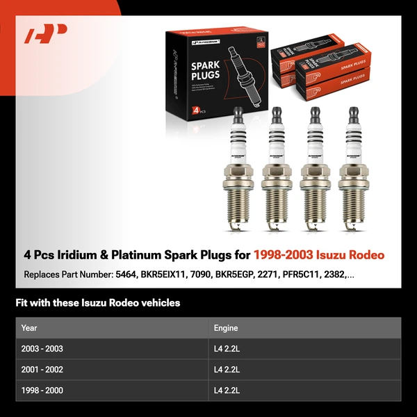 4 Pcs Iridium & Platinum Spark Plugs for 1998-2003 Isuzu Rodeo