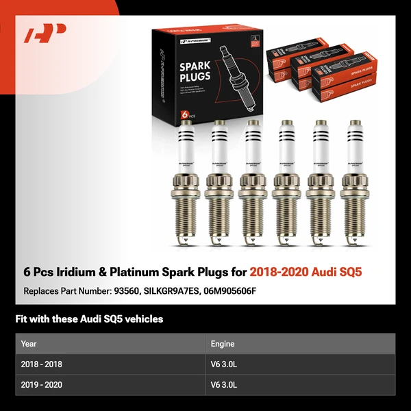 6 Pcs Iridium & Platinum Spark Plugs for 2018-2020 Audi SQ5