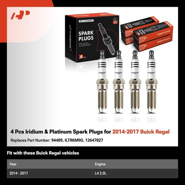 4 Pcs Iridium & Platinum Spark Plugs for 2014-2017 Buick Regal