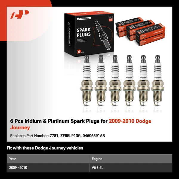 6 Pcs Iridium & Platinum Spark Plugs for 2009-2010 Dodge Journey