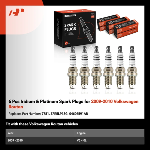 6 Pcs Iridium & Platinum Spark Plugs for 2009-2010 Volkswagen Routan