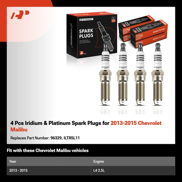 4 Pcs Iridium & Platinum Spark Plugs for 2013-2015 Chevrolet Malibu