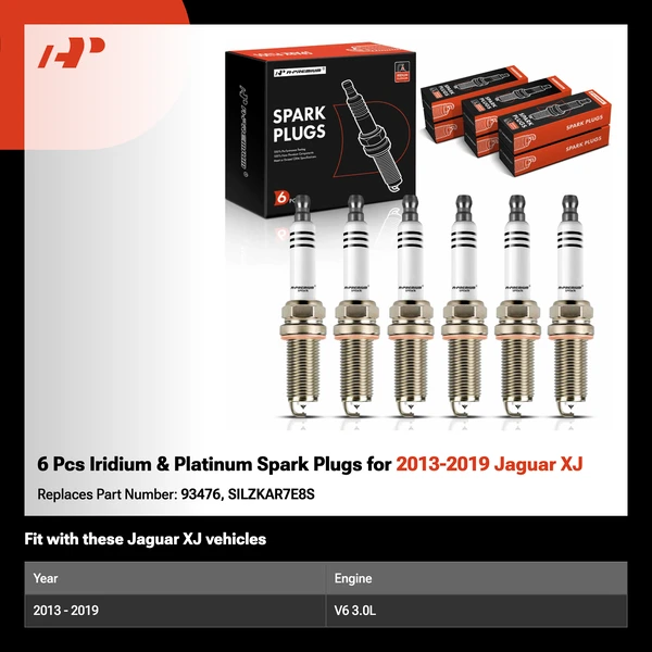 6 Pcs Iridium & Platinum Spark Plugs for 2013-2019 Jaguar XJ