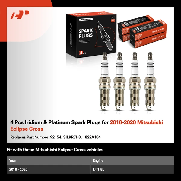 4 Pcs Iridium & Platinum Spark Plugs for 2018-2020 Mitsubishi Eclipse Cross