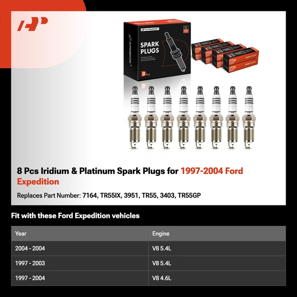 8 Pcs Iridium & Platinum Spark Plugs for 1997-2004 Ford Expedition