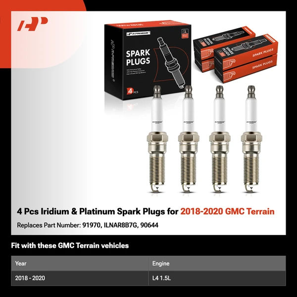 4 Pcs Iridium & Platinum Spark Plugs for 2018-2020 GMC Terrain