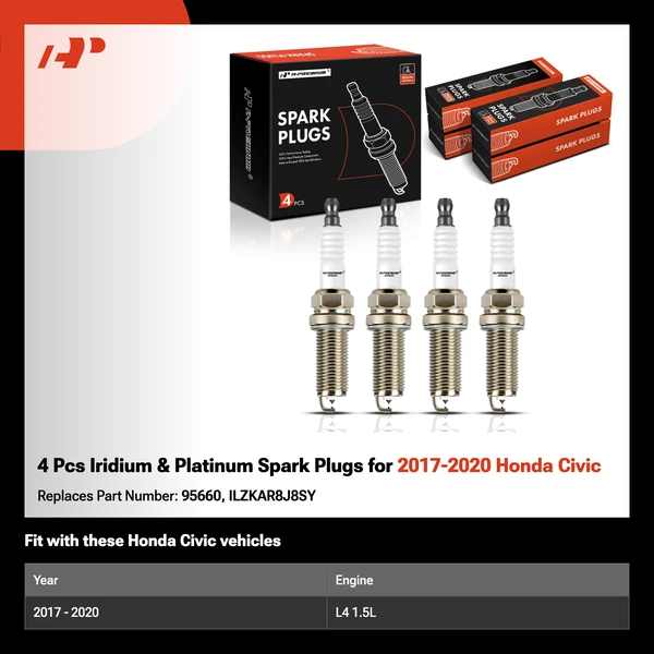 4 Pcs Iridium & Platinum Spark Plugs for 2017-2020 Honda Civic