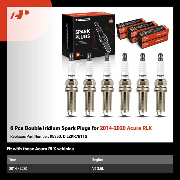 6 Pcs Double Iridium Spark Plugs for 2014-2020 Acura RLX