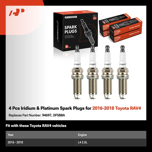 4 Pcs Iridium & Platinum Spark Plugs for 2016-2018 Toyota RAV4